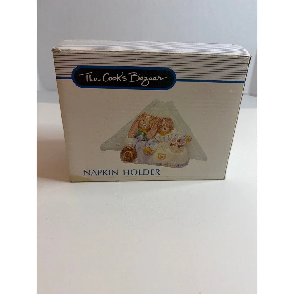 The‎ Cooks Bazaar Stephanie Ceramic Bunny Napkin Holder Easter Spring Decor